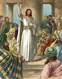 Jezus predikt in de tempel