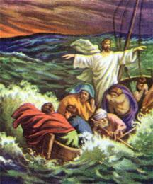 Jezus stilt de golven en gebied de storm te gaan liggen