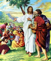 Jezus gebied zijn dicipelen de menigte te voeden