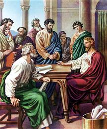 Jezus lerende over de wet en de schriften